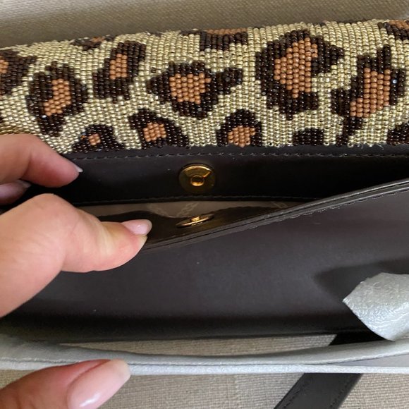 NWT Michael Kors Bradshaw Sm Leopard Beaded Leather Convertible Bag  NWT - Picture 11 of 11